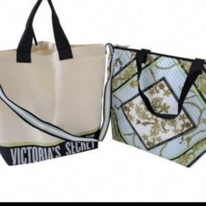 Victoria's Secret Canvas Logo Cooler Bag Carryall Tote + Print Insulated